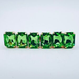 Six Rhinestone Alligator Hair Clip Green New
